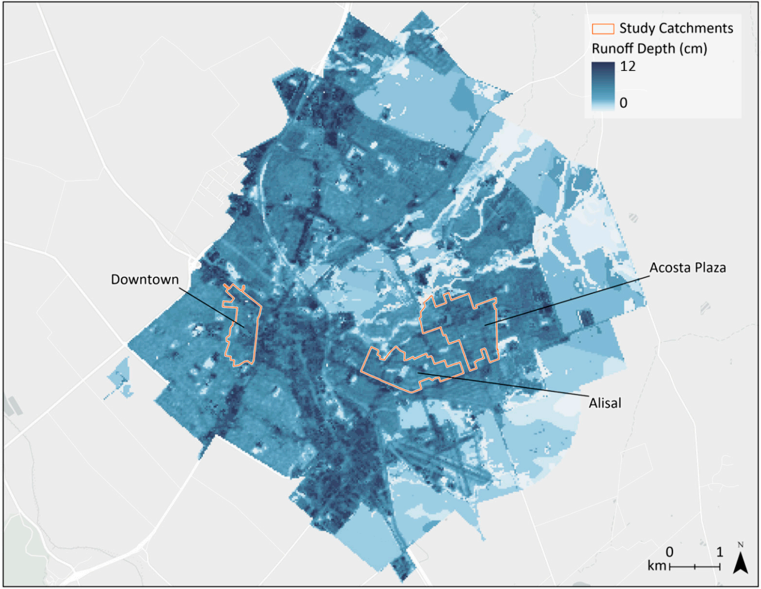 The swTELR average annual runoff depth estimates for City of Salinas for water years 2018–2020.