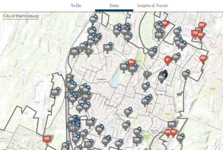 Stormwater assets in Martinsburg, WV on an interactive GIS-based map