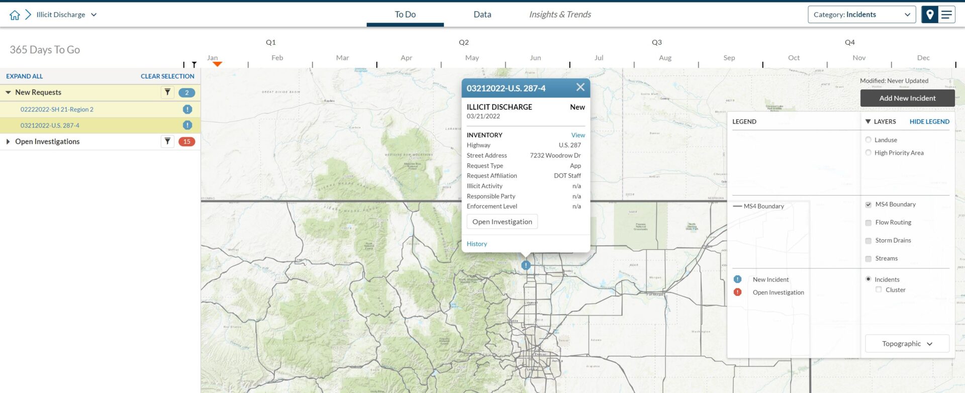 Drop a pin to note the location of new IDDE investigations using 2NFORM stormwater compliance software