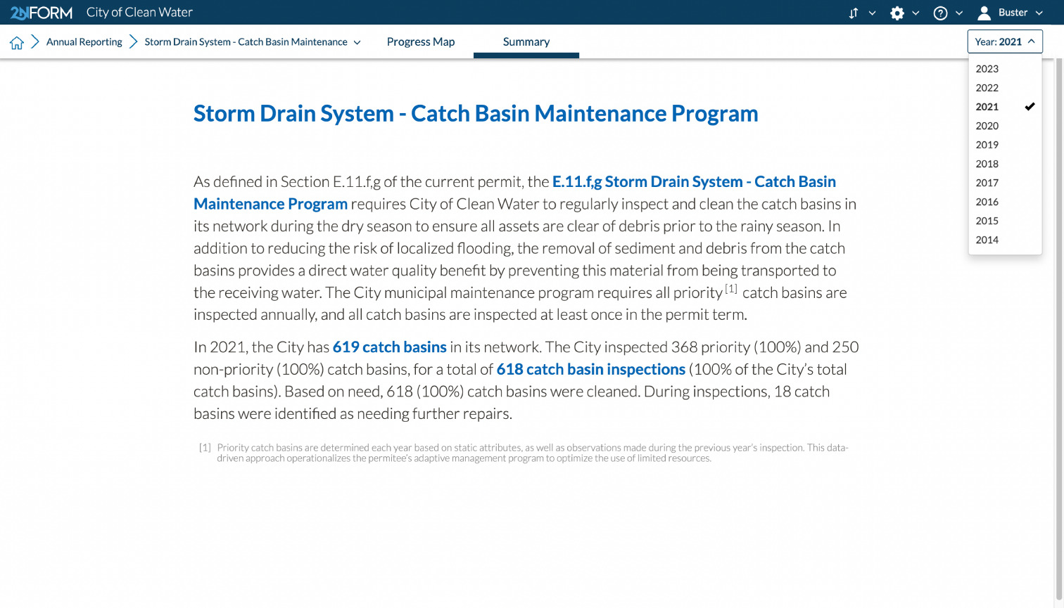 Stormwater compliance software 2NFORM puts your numbers into narrative summaries for your annual reports