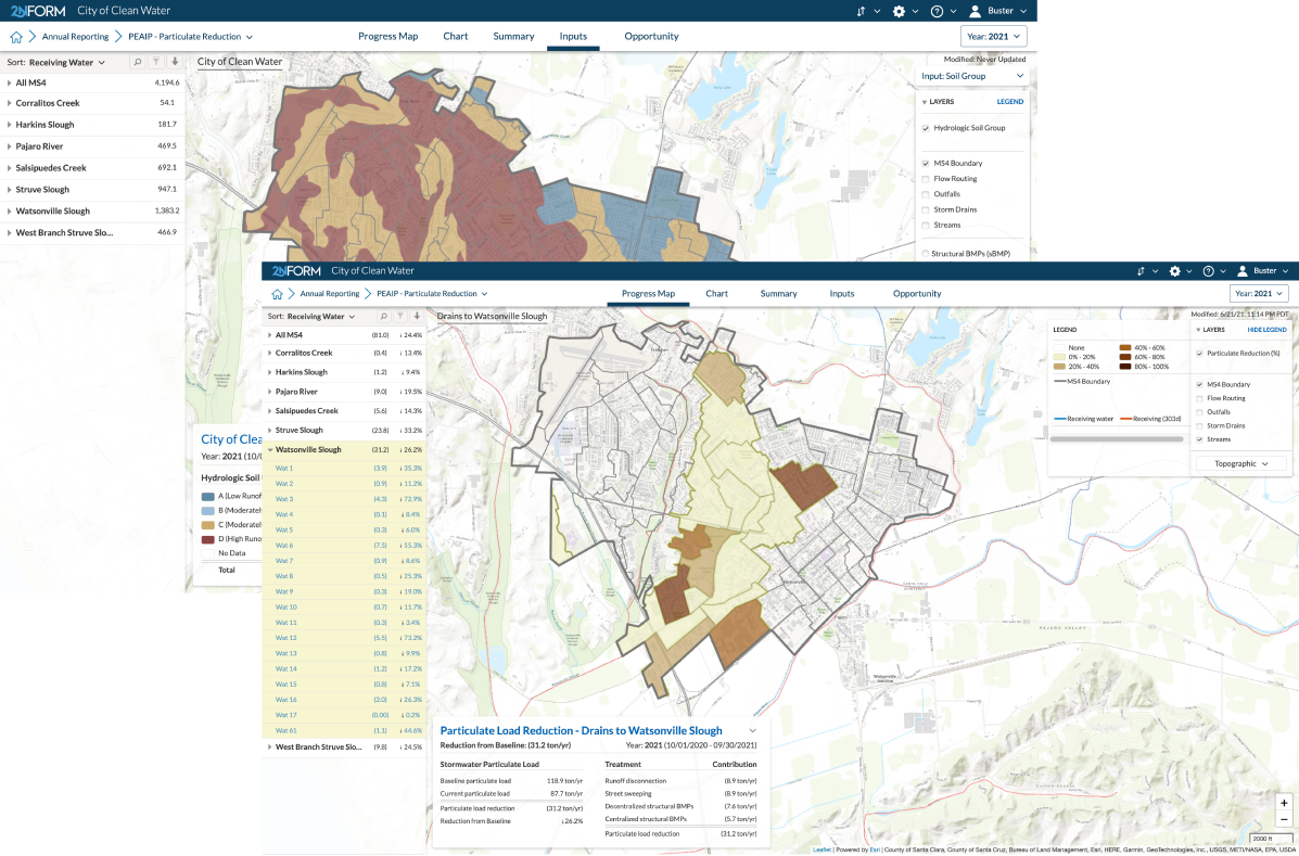 2NFORM stormwater management software includes powerful mapping & GIS functionality