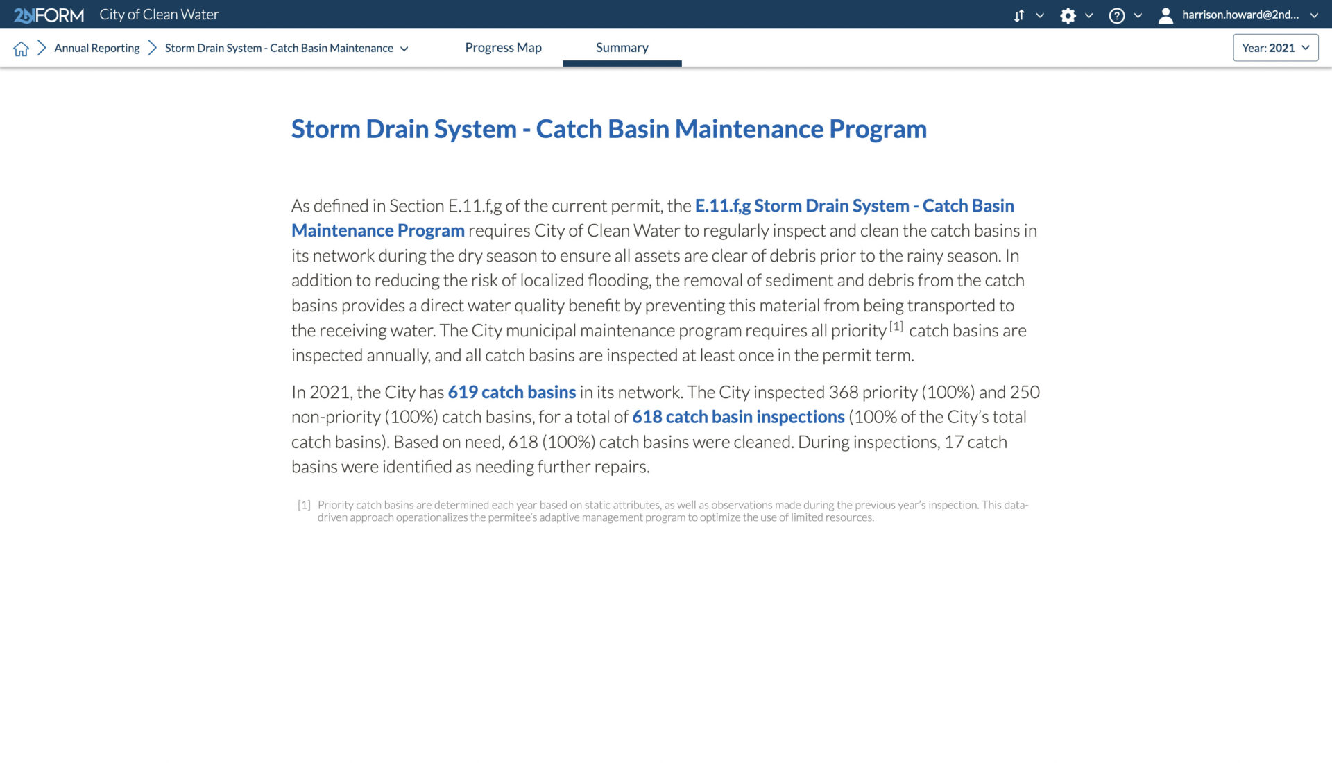 2NFORM stormwater compliance software generates narrative summaries with your numbers