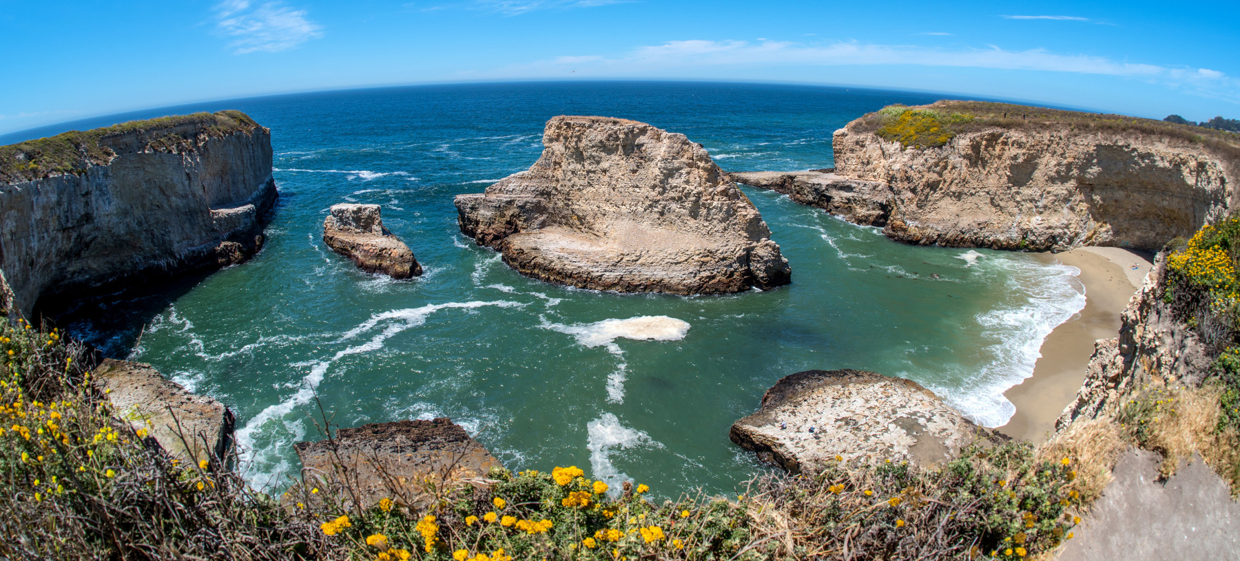 Beautiful rocks at Santa Cruz beach