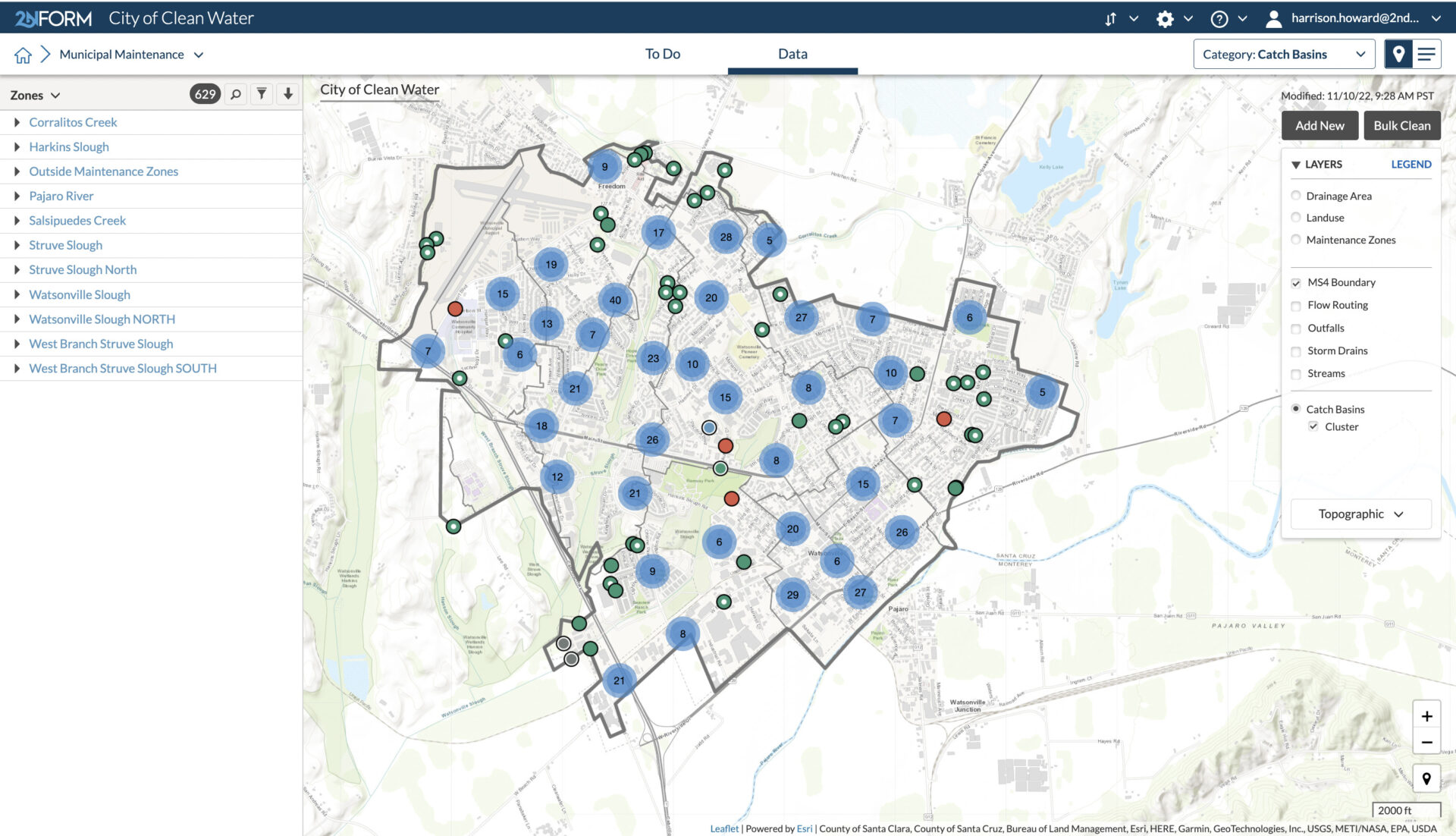 2NFORM stormwater compliance software collects, organizes, and tracks the inspection and maintenance of catch basins required by MS4 permits