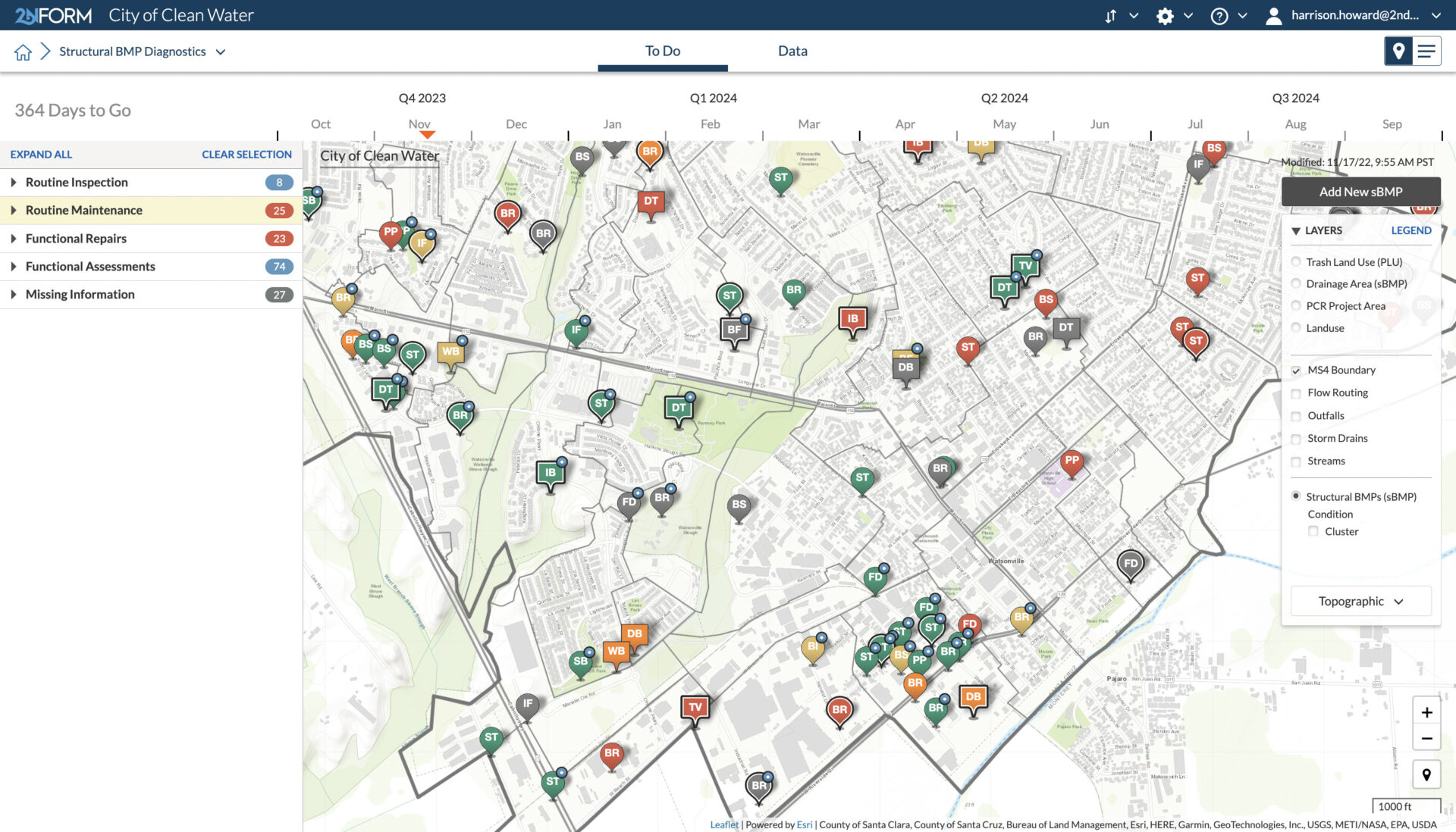 Map and categorize your structural BMPs with 2NFORM stormwater compliance software