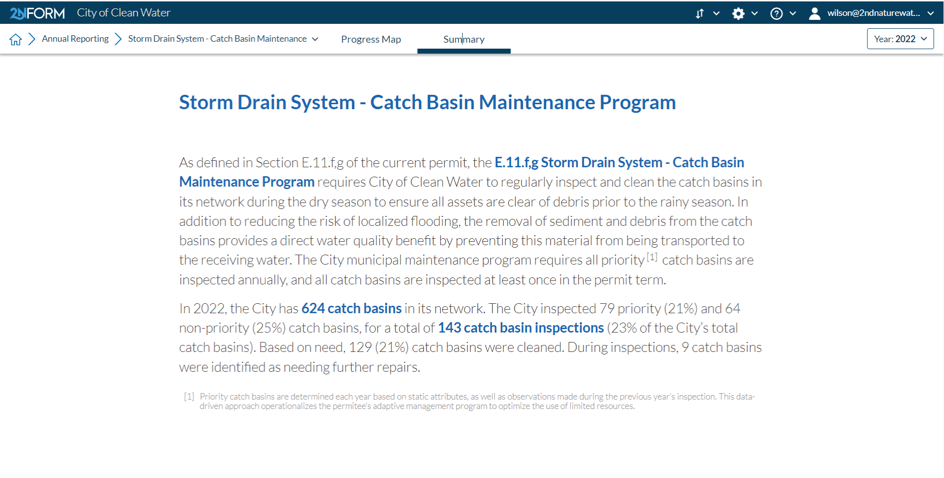 2NFORM summarizes program data for annual MS4 reporting