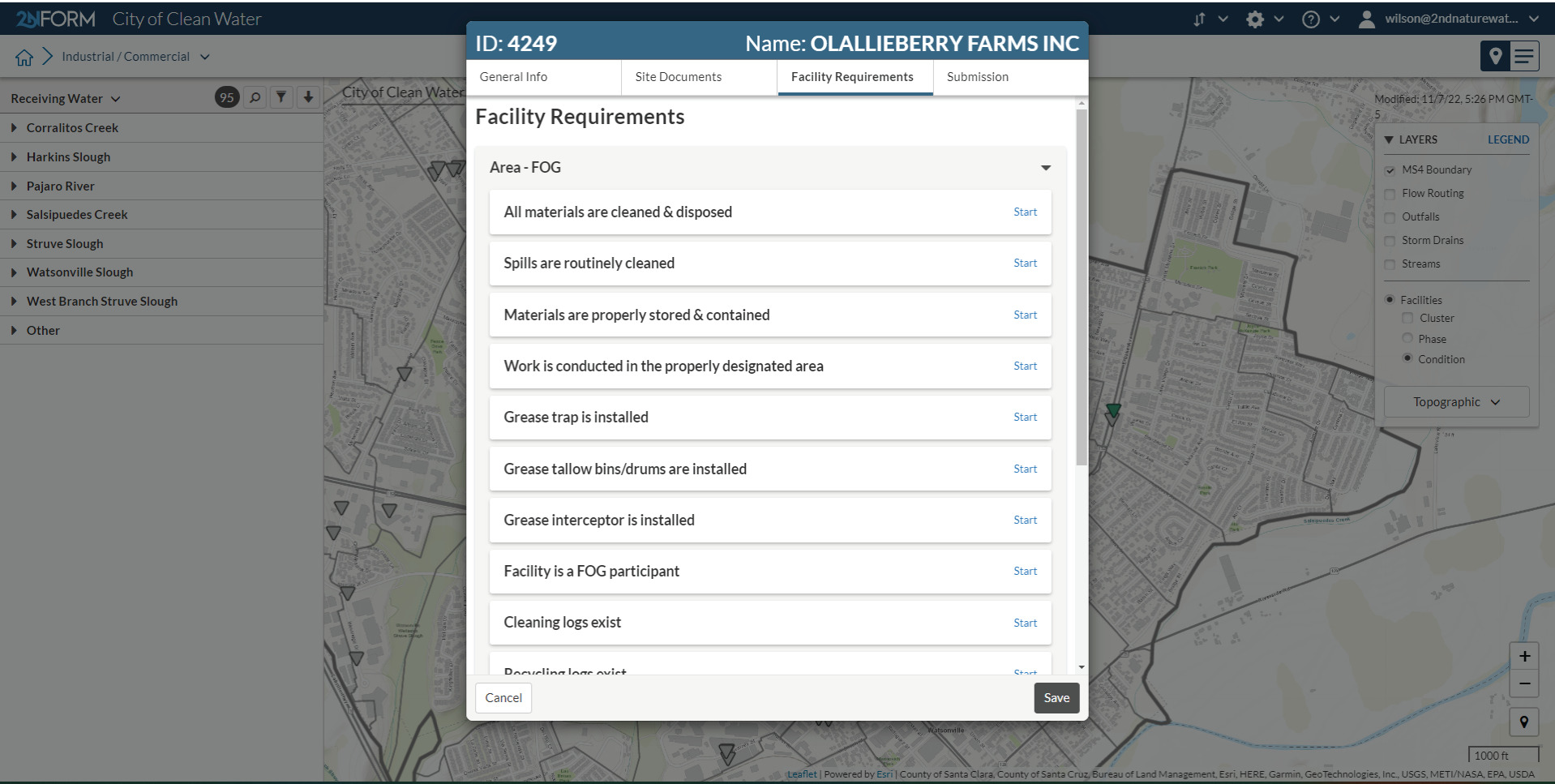 2NFORM inspection for Fats, Oils, and Greases (FOG)