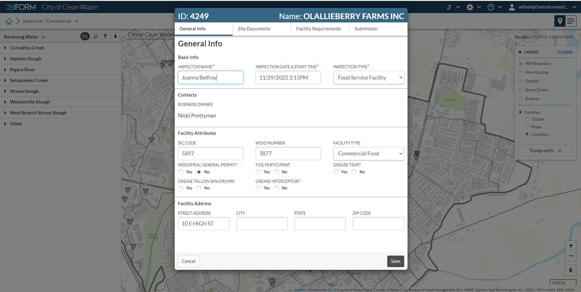 2NFORM inspection of a commercial site for MS4 compliance