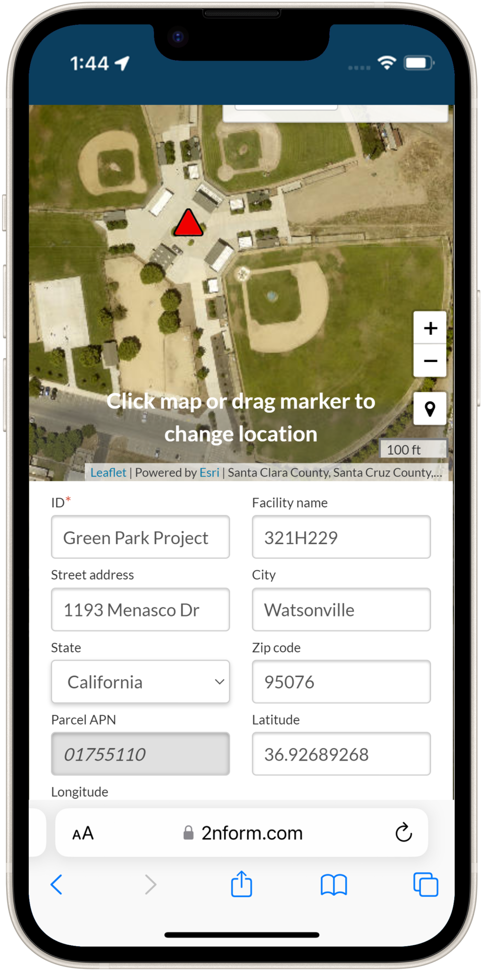 2NFORM on smartphone shows the location of proposed sBMP