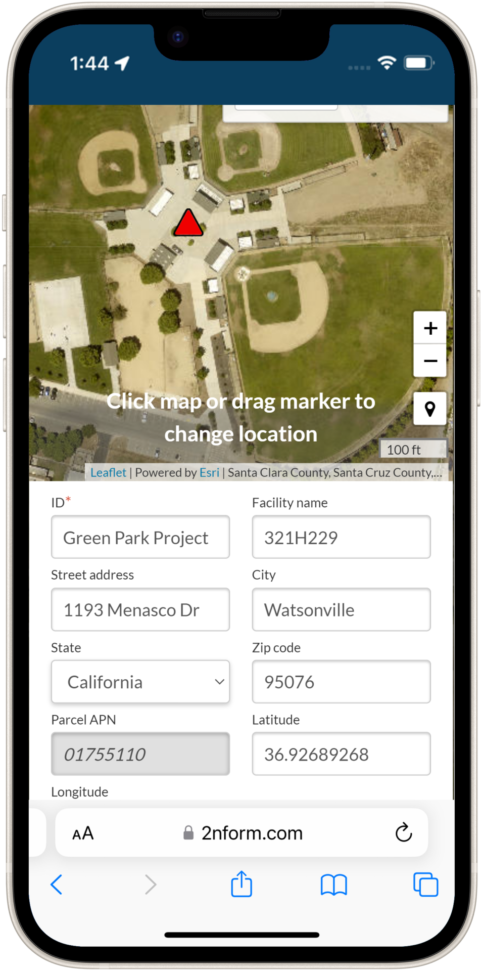 2NFORM on smartphone shows the location of proposed sBMP