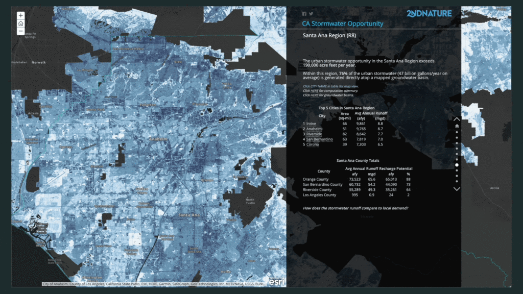Map showing the localized opportunities for harvesting stormwater