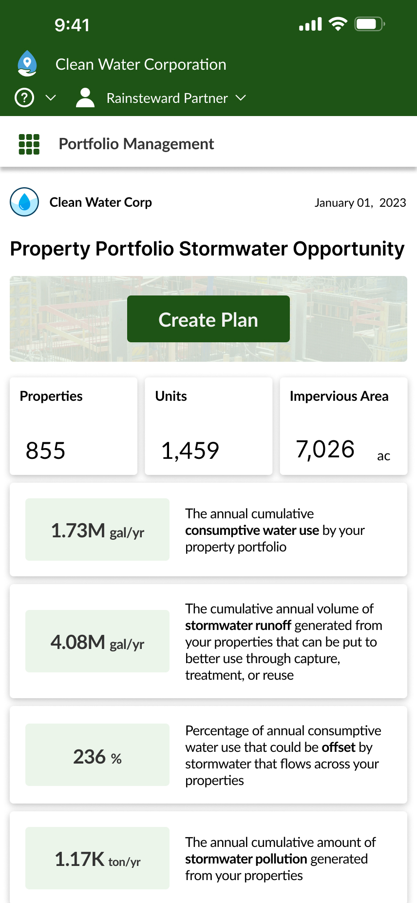 Unlock the potential value of stormwater stewardship regardless of the scale of your property portfolio with Rainsteward, a SaaS solution for organizations of all sizes.
