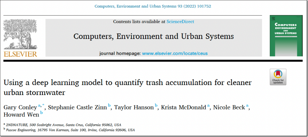 Using a deep learning model to quantify trash accumulation for cleaner urban stormwater published in Computers, Environment and Urban Systems 93 (2022) 101752